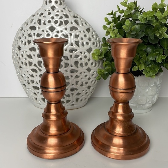 Pair Copper Candle Stick Holders Fantasy Copperware Ltd - Picture 5 of 10